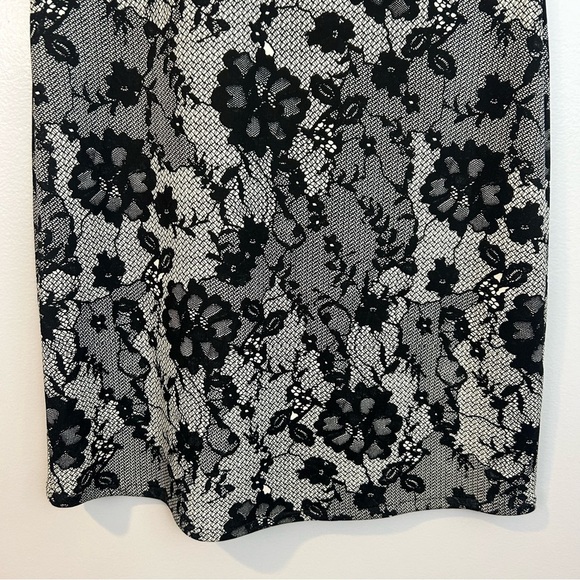 NWT Collective Concepts Black/White Lace Illusion Cap Sleeve Sheath Dress Large - Picture 8 of 9